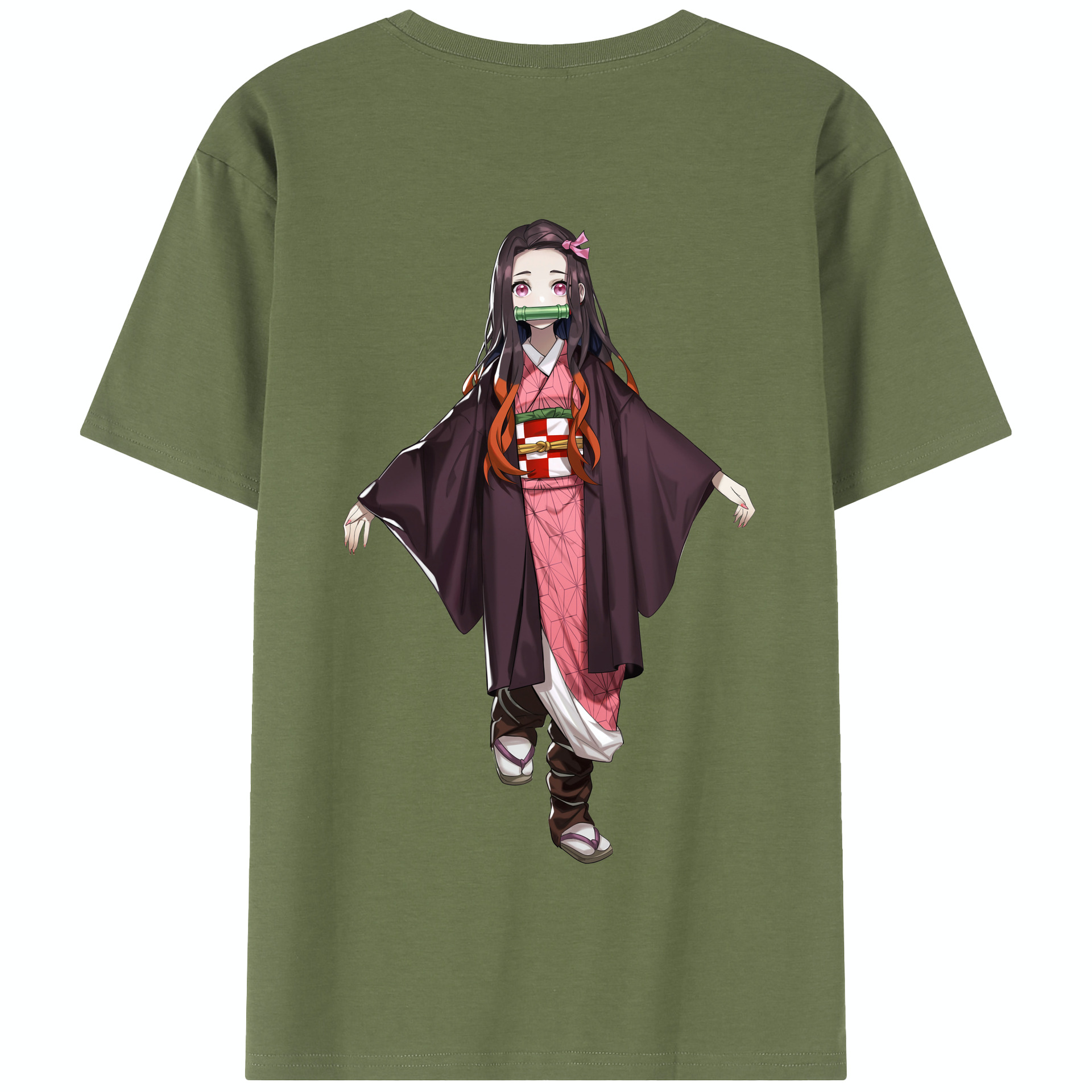 （画像用） 鬼滅の刃（きめつのやいば）竈門 禰󠄀豆子／かまど ねずこ Kamado Nezuko 綿100％半袖Tシャツ（背面プリント）